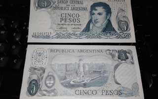 Argentiina 5 Pesos 1974-76 P294 UNC