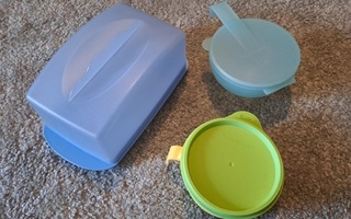 3 kpl Tupperware säilytysastiaa mm. juustokupu