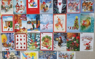 Tonttu aiheisia joulukortteja