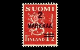 202 ** Leijona lisäp. 2mk/1 1/2mk pun. (1937)