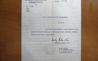 1930 Kouvola suojeluskuntadokumentti