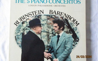 Beethoven 5 PIANO CONCERTOS - RUBINSTEIN & BARENBOIM (5xLP)