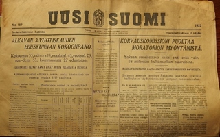 Sanomalehti Uusi Suomi 1922
