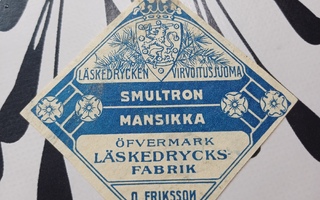 O. Eriksson Öfermark mansikka limonaadia etiketti.