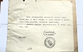 1939 Mikkeli VR  evakuointidokumentti Kivennapa-Hämeenlinna
