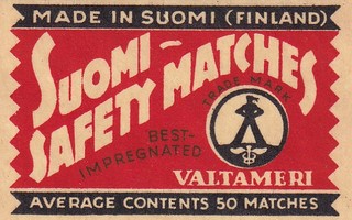 Valtameri. Suomi - Safety Matches .  b405