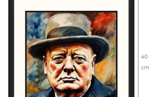 Uusi Sir Winston Churchill taulu 40 cm x 40 cm kehyksineen