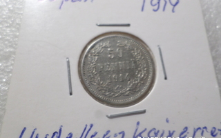 50  penniä  1914 hopea  Uudelleen kaiverrettu 4