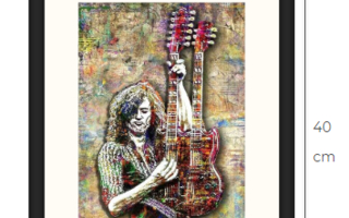 Jimmy Page Led Zeppelin taidetaulu kehystettynä