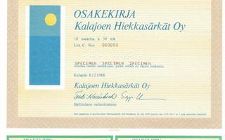 1988 Kalajoen Hiekkasärkät Oy spec, Kalajoki osakekirja