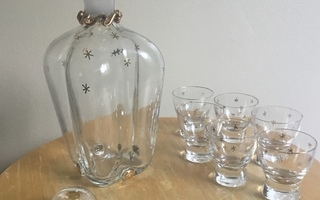 Iittala Ryppy sarjan karahvi + lasit, design Erkki Vesanto