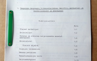 TKL:n tariffit oikeudet määräykset Tampere linja-auto 1963