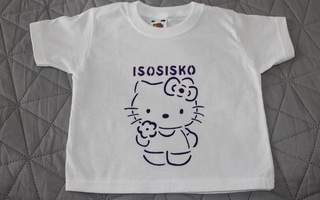 Kissa t-paita Isosisko teksti 92cm, 98cm, 104cm (nimellä)