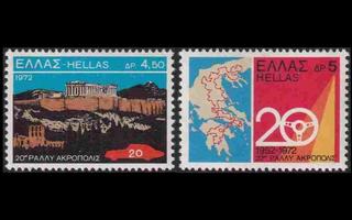 Kreikka 1108-9 ** Akropolis-ralli 20v (1972)