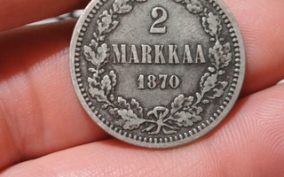 2 Markka 1870 hopeaa.