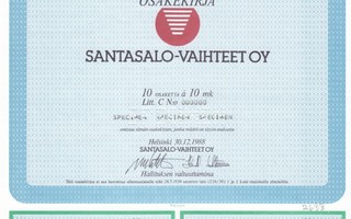 1988 Santasalo-Vaihteet Oy spec, Helsinki pörssi osakekirja