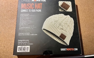 Gadget Monster Music Hat Bluetooth Neulemyssy valkoinen