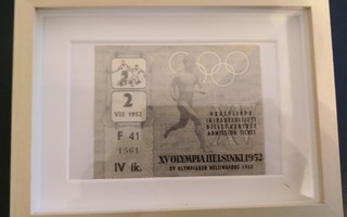Helsingin Olympialaiset 1952 pääsylippu kotelossa.