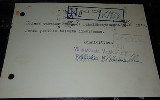 Pori Villa Peitetehdas Viinikka 1940 PK300/1