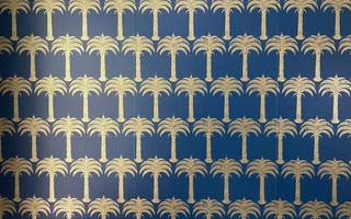 Tapetti Marrakech Palm kulta - tumma sininen