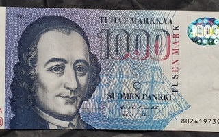 Tonnin seteli - 1.000 markkaa Litt. A 1986 varsin hyvä