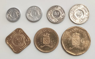 Antillit 1, 5, 10, 25, 50 Cent, 1, 2 1/2 Gulden 1993