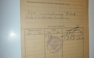 1944 Poliklinikkapassitus Keskussotilaspoliklinikka Tilkka