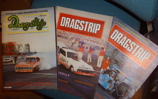 3 kpl DRAGSTRIP lehtiä no:t 1 +2 1979 ja no: 4 1978 (Sis.pk)