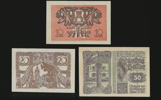 Itävalta Notgeld 10, 20, 50 Heller, Ysper 1920