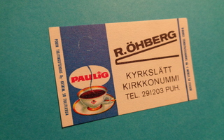 TT-etiketti R. Öhberg, Kyrkslätt Kirkkonummi