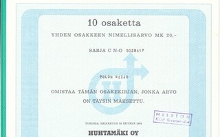 1982 Huhtamäki Oy, Helsinki pörssi osakekirja