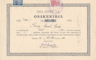 1934 Emil Sevén Oy, Helsinki osakekirja