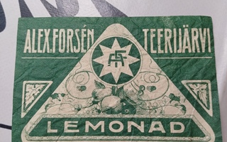 Alex Forsen Teerijärvi limonaadi etiketti.