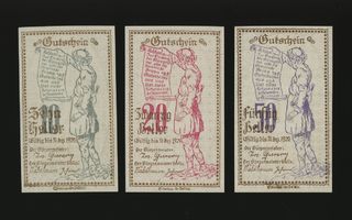 Itävalta Notgeld 10, 20, 50 Heller, Brunn 1920