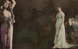 REUTLINGER / Tanssivia tyttöjä ja mies polvillaan. 1900-l.