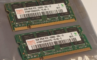 Muistikammat DDR2 2x2GB = 4GB SoDimm 5300S