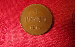 5 Penniä 1917 I Erikoinen.