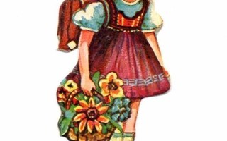 WS / Iloinen tyttö reppu selässään, kukkia.