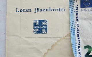 VANHA Jäsenkortti Lotta Svärd Tainionkoski Imatra 1941