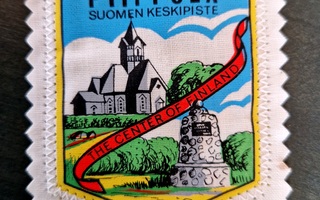 Piippola Suomen keskipiste vintage kangasmerkki