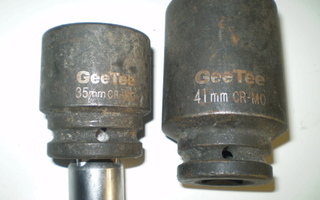 Voimahylsyt 41 mm ja 35 mm, GeeTee, ja adapteri 3/4"-1/2"