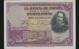 Espanja 50 Pesetas 1928, P75b aUNC