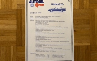 Hinnasto Opel Omega 3000. Esite