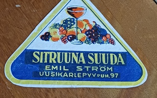 Sitruuna suuda Emil Ström Uusikarlepyy etiketti.