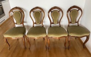 Neljä antiikki tuolia samettipäällys, puuta