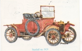 Auto Vauxhall vm. 1909 postikortti