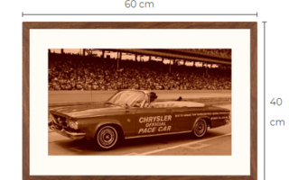 Chrysler Indy Pace Car sepia taidevalokuvataulu kehystetty