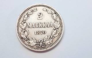 2 Markkaa 1870 Hopeaa