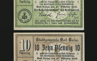 Saksa Notgeld 5, 10 Pfg, Bad Sulza 21.10.1918