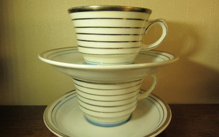 Arabia  Raitahopea kahvikupit